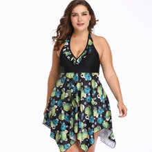 Load image into Gallery viewer, Women Plus Size Tankini Set with Sexy V Neck Swimwear Dress