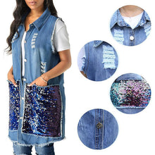 Load image into Gallery viewer, Womens Casual Vintage Sleeveless Denim Jean Vest Jacket