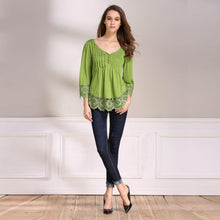 Load image into Gallery viewer, V-Neck Splicing Single-Breasted Blouse