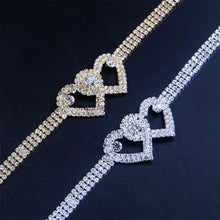 Load image into Gallery viewer, Fashion Rhinestone Double Heart Anklet