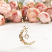 Load image into Gallery viewer, Crescent Moon & Sun Necklace