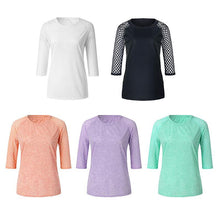 Load image into Gallery viewer, Lace Stitching Round Neck Cropped T-Shirt