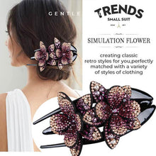 Load image into Gallery viewer, Rhinestone Double Flower Hair Clip