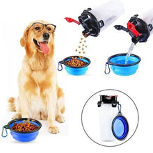 Load image into Gallery viewer, 2-in-1 Pet Travel Water & Food Bottle with Foldable Bowl