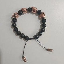 Load image into Gallery viewer, The Sterling Silver Skull Army Onyx Bead Bracelet
