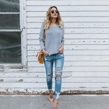 Load image into Gallery viewer, Women's Casual Cross Backless Long Batwing Sleeve Sweater