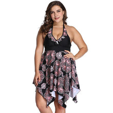 Load image into Gallery viewer, Women Plus Size Tankini Set with Sexy V Neck Swimwear Dress