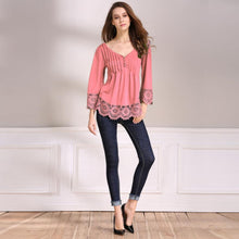 Load image into Gallery viewer, V-Neck Splicing Single-Breasted Blouse