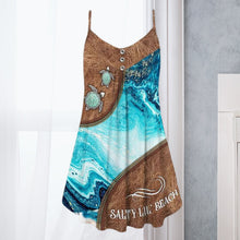 Load image into Gallery viewer, Zipper Print Spaghetti Strap Dress