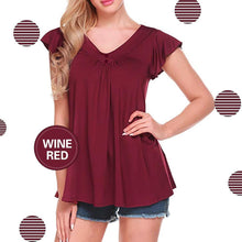 Load image into Gallery viewer, Women's V Neck Pleated Tunic Tops