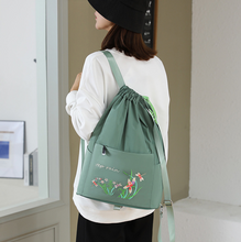 Load image into Gallery viewer, Embroidered Backpack with Drawstring