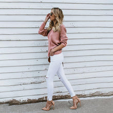 Load image into Gallery viewer, Women's Casual Cross Backless Long Batwing Sleeve Sweater