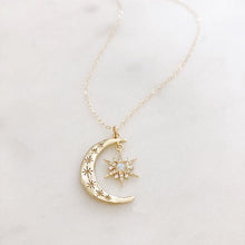 Load image into Gallery viewer, Crescent Moon & Sun Necklace