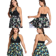 Load image into Gallery viewer, Women Plus Size Tankini Set with Sexy V Neck Swimwear Dress
