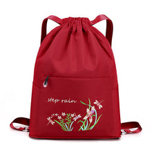 Load image into Gallery viewer, Embroidered Backpack with Drawstring