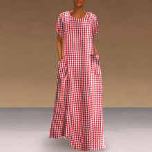 Load image into Gallery viewer, Short-Sleeved Plaid Dress