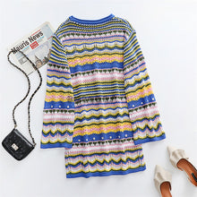 Load image into Gallery viewer, Crewneck Rainbow Striped Knit Sweater