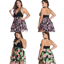 Load image into Gallery viewer, Women Plus Size Tankini Set with Sexy V Neck Swimwear Dress