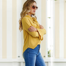 Load image into Gallery viewer, Lace-up Long Sleeve Chiffon Blouse