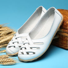 Load image into Gallery viewer, Hollow-Out Split Leather Slip-On Women's Flats