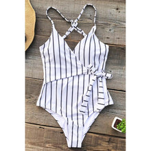 Load image into Gallery viewer, Black&White Stripe One-Piece Swimsuit