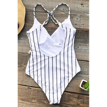 Load image into Gallery viewer, Black&White Stripe One-Piece Swimsuit
