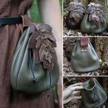 Load image into Gallery viewer, Medieval Renaissance Leather Drawstring Coin Pouch Bag