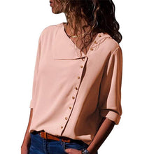 Load image into Gallery viewer, Women Skew Collar Solid Office Casual Blouse