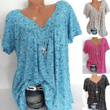 Load image into Gallery viewer, Summer V-neck Loose Short Sleeve Casual Women's T-shirt