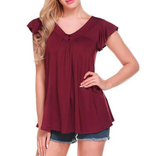 Load image into Gallery viewer, Women's V Neck Pleated Tunic Tops