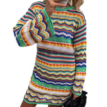 Load image into Gallery viewer, Crewneck Rainbow Striped Knit Sweater