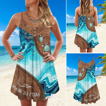 Load image into Gallery viewer, Zipper Print Spaghetti Strap Dress