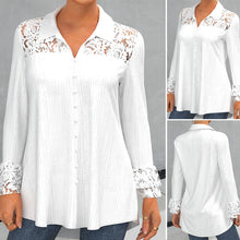 Load image into Gallery viewer, Long Sleeve Blouse with Lace Panel
