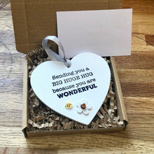 Load image into Gallery viewer, Wooden Heart Pocket Teddy Bear Hug
