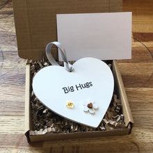 Load image into Gallery viewer, Wooden Heart Pocket Teddy Bear Hug
