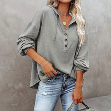 Load image into Gallery viewer, V-Neck Long Sleeve Loose Sports Hoodie
