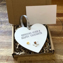 Load image into Gallery viewer, Wooden Heart Pocket Teddy Bear Hug
