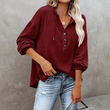 Load image into Gallery viewer, V-Neck Long Sleeve Loose Sports Hoodie
