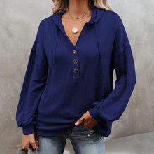 Load image into Gallery viewer, V-Neck Long Sleeve Loose Sports Hoodie
