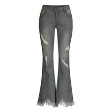 Load image into Gallery viewer, Denim High-waist Ripped Trousers
