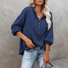 Load image into Gallery viewer, V-Neck Long Sleeve Loose Sports Hoodie
