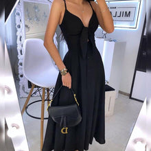 Load image into Gallery viewer, Spaghetti Strap Knitted Front Cutout Button Dress
