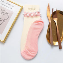 Load image into Gallery viewer, Women Pearl Fishnet Ankle High Socks
