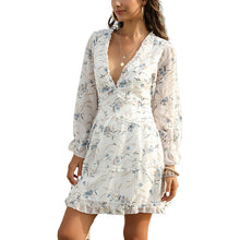 Load image into Gallery viewer, V-neck Floral  Chiffon Bohemian Dress
