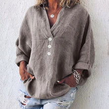 Load image into Gallery viewer, Cotton Linen Lapel Loose Shirt
