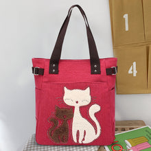 Load image into Gallery viewer, Large Capacity Cat Printing Canvas Shoulder Bag
