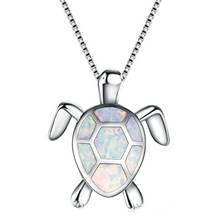 Load image into Gallery viewer, Blue Opal Sea Turtle Necklace
