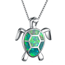 Load image into Gallery viewer, Blue Opal Sea Turtle Necklace
