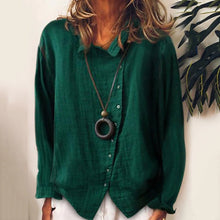 Load image into Gallery viewer, Solid Color Cotton Linen Lapel Shirt
