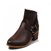 Load image into Gallery viewer, Women Round Toe Med Vintage Short Boots
